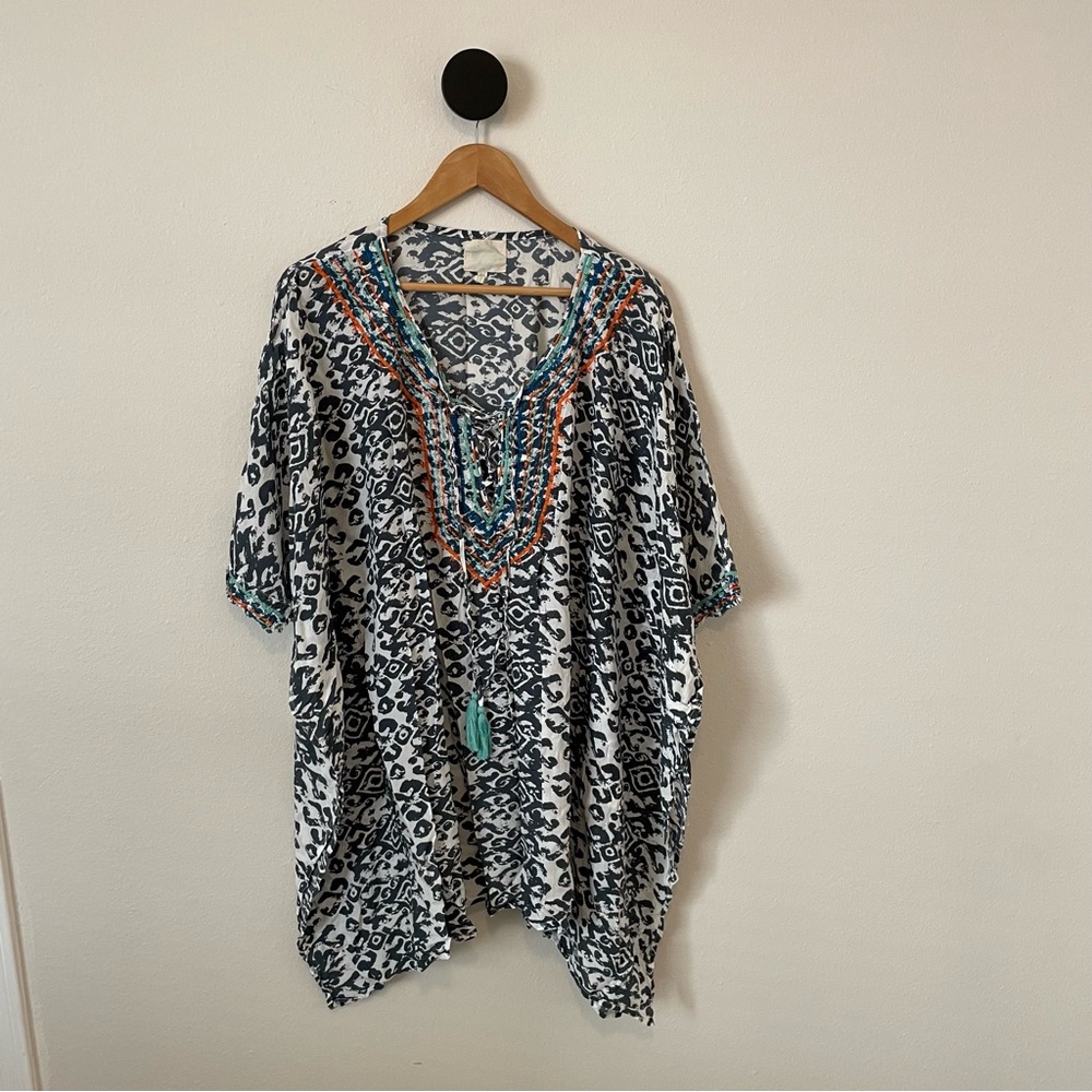 Z&L Europe Ikat Embroidered Swim Cover Up One Size